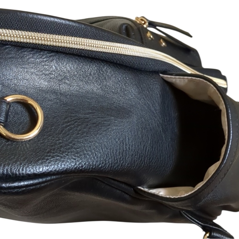 ITZY RITZY Mini Vegan Leather Diaper Bag Backpack in Classic Black - Picture 5 of 9